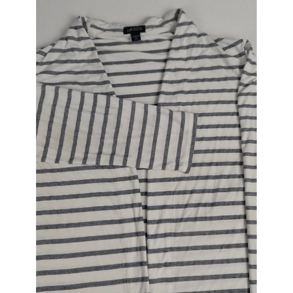 J. Jill Wearever Striped Open Front Cardigan Navy White PM Classic Lightweight - Picture 2 of 12
